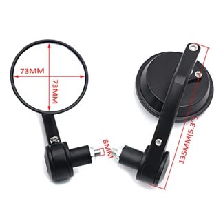 HTTMT MT431- Motorcycle Black Adjustable Heavy Duty Round Street Bike Bar End Mirrors 7/8" Compatible with BMW Suzuki Yamaha Kawasaki Buell Ducati