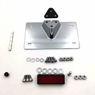 HTTMT MT437- Chrome Layback License Plate Mounting Kit Compatible with Harley Davidson license plate up to 7-1/4" x 4-1/4" (Softail Deluxe FLSTN/CVO Softail Deluxe FLSTNSE/SuperLow XL883L)