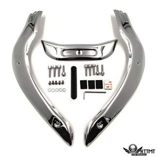 HTTMT- MT449-CD- Chrome Windshield Windscreen Trim Kit Compatible with Harley Road Glide 04-13 FLTR EFI FLTRI