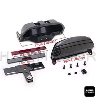 HTTMT MT450-001- Smoke Tri-Bar Fender LED Tail Light Bracket Compatible with Harley FXST FXSTB FXSTC Softail