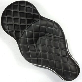 HTTMT MT500-03D Motorcycle Black Custom Thick Driver Passenger 2-up Diamond Stitch Style Leather Seat Compatible with 2005 2006 2007 2008 2009 2010 2011 2012 2013 Harley Davidson XL883N XL883L XL883X