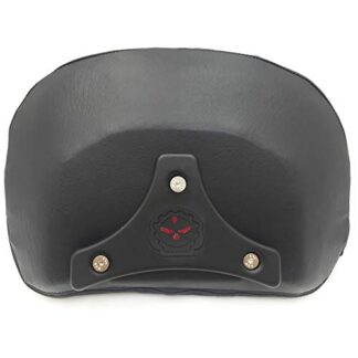 HTTMT MT501-005-BAG+S-M Motorcycle Flat Black Cushion Backrest w/Skull Plate Compatible with 1997-2017 Harley Touring Road King