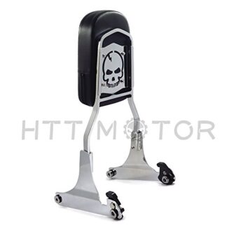 HTTMT MT501-006+SS001-SA- Chrome Detachable Sissy Bar Backrest Compatible with Harley Softail FLSTN Fat Boy FLSTF