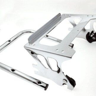 HTTMT MT502-001-CD Chrome Detachable 2up Tour-Pak Mounting Bracket Luggage Rack Compatible with 1997-2008 Harley Davidson Touring Electra Glide Standard Road King CVO Road Glide Street Glide