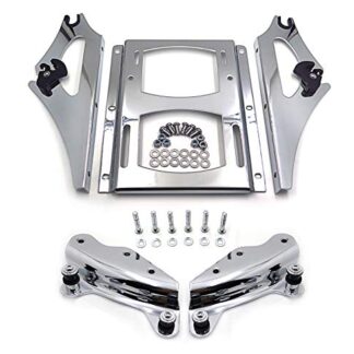 HTTMT MT502-002+503-002- Motorcycle Chrome 4-Point Docking Hardware Kit and Detachable 2-Up Tour Pak Mounting Luggage Rack Compatible with 2009-2013 Harley-Davidson Touring