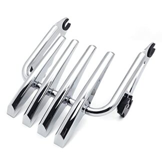 HTTMT MT502-003- Chrome Detachable 2up Stealth Luggage Rack Mounting Bracket Fender Shelf Compatible with 2007-2010 2011 2012 2013 2014 2015 Harley Touring Road King Street Glide CVO Road Glide