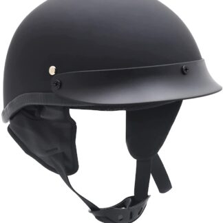 HTTMT MT506-001-L DOT Certified Matte Black Flat Black Compatible with Harley Davidson Half Face Helmet Chopper Cruiser Biker Size L