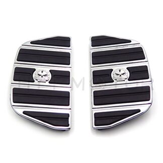 HTTMT- Motorcycle Chrome New Skull Zombie Passenger Footboard Insert Kit Traditional Shape TOURING FLHT FLT FLTR FLHR FLHS SOFTAIL FLSTC FLSTN FLSTF FLSTS DYNA FLD MODELS WITH D STYLE FOOTBOARDS