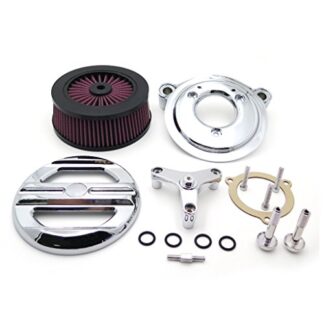 HTTMT- Motorcycle Chrome Skull Grille Air Cleaner Intake Filter System Kit For 16-later FXDLS Softail 08-later Touring and Trike Fat Boy CVO Road King Electra Glide Ultra Classic