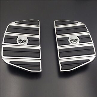 HTTMT- Motorcycle Chrome Skull Zombie Passenger Footboard Insert Kit Traditional Shape TOURING FLHT FLT FLTR FLHR FLHS SOFTAIL FLSTC FLSTN FLSTF FLSTS DYNA FLD MODELS WITH D STYLE FOOTBOARDS