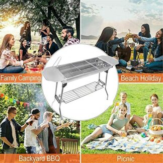 HTTMT- NEW FOLDING GRILLING STOVE STABLE VERSION-2.0 FOR TRAVEL SET STAINLESS STEEL BBQ BARBECUE GRILL STOVE CHARCOAL PICNIC CAMPING RV FISHING HUNTING [P/N: US-ET-COOK003]