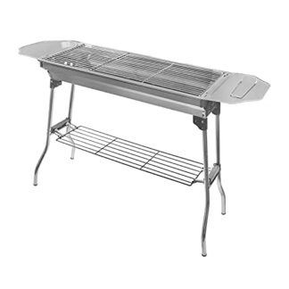 HTTMT- Outdoor Campling Refined Stable Version-2.0 Iron Portable Folding Barbecue Charcoal Grill Stove Shish Kebab Stainless Steel BBQ Patio Fold Large [P/N: ET-COOK003-SR]