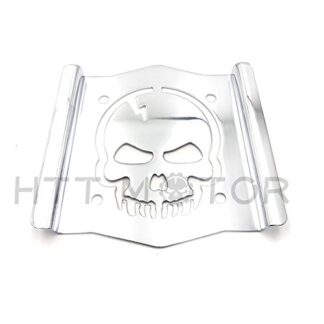 HTTMT PLATE-SS001-SA- Skull Backrest Sissy Bar Plate Chrome Universal Fit