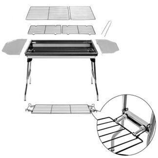 HTTMT Refined Stable Version-2.0 Iron Portable Folding Barbecue Charcoal Grill Stove Shish Kebab Stainless Steel BBQ Patio Camping Fold Large [P/N: ET-COOK003]