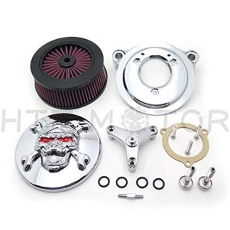 HTTMT- Replacement of Chrome Skull Zombie Cross Bones Air Cleaner Intake Filter System Kit For 16-later FXDLS Softail 08-later Touring and Trike Fat Boy CVO Road King Electra Glide