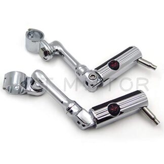 HTTMT- Replacement of Gear Skull 1.5" Footpeg Mounting Kit Chrome Long Angled