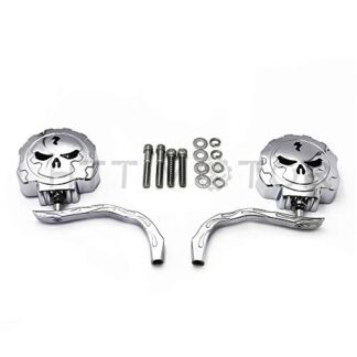 HTTMT- Replacement of Gear Skull Chrome Side Mirrors Fit Harley Dyna Softail Sportster Bobber Chopper
