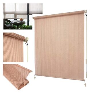 HTTMT- Roller Shade Blind 6'W x 6'L Roller Shade Blind Roll up w/crank For Deck Porch Balcony Patio Light Filter [P/N: ET-KLB-HT66-BEIGE]