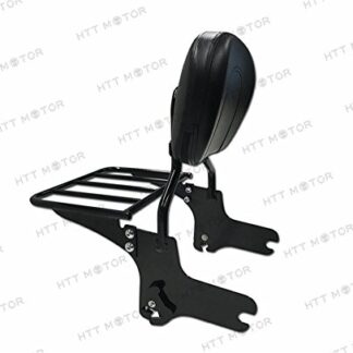 HTTMT SBB002+S- Skull Backrest Sissy Bar Luggage Rack Compatible with 97-08 Harley Road Glide Street Glide Bk