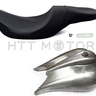 HTTMT SEAT001+H-002- Compatible with Indented 7.2 gallon Stretched Gas Fuel Tank and Seat Kit Compatible with 2003-2007 Harley Electra Glide Road King Street Glide Road Glide