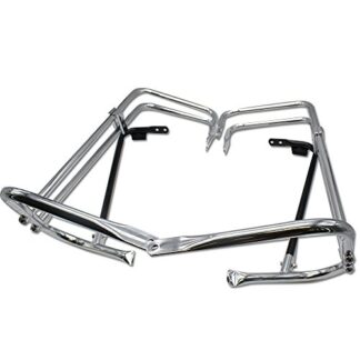 HTTMT SG05- Twin Rail Chrome Saddlebag Guard Kit Compatible with Harley Davidson 1997-2008 FLHR and FLHT/ 2006-2008 FLHTCUSE / 1998-2008 FLTR