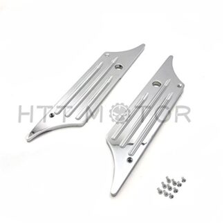 HTTMT SLC001-A- Chrome Deeply Cut CNC Black Billet Hard Bag Latch Cover Compatible with Touring 93-13