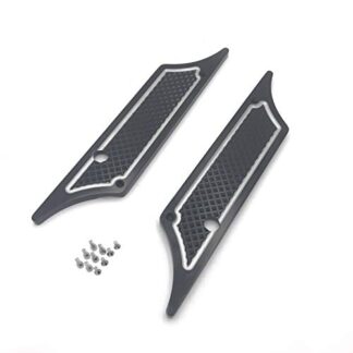 HTTMT SLC001-E- Black Edge Cut Billet Saddlebag Latch Cover Compatible with Touring Hard Bags 93-13