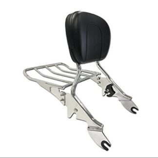 HTTMT SSB01- Chrome Detachable Backrest Sissy Bar with Luggage Rack Compatible with Harley Davidson Touring 2009-2016 Electra Glide Road Glide Road King Street Glide