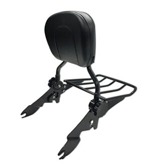 HTTMT SSB03- Black Detachable Adjustable Backrest Sissy Bar with Luggage Rack Compatible with Harley Davidson 2006-2016 Touring Models (Need Docking, Sold Seperate) Road Glide FLTR/Road King FLHR