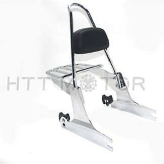 HTTMT Sissybar with Luggage Rack For 2000-2005 Harley Softail Passenger Backrest [P/N: SBB019] Chrome