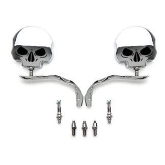 HTTMT- Skull Flame Chrome New Side Mirrors Fit Harley Dyna Softail Sportster Bobber Chopper