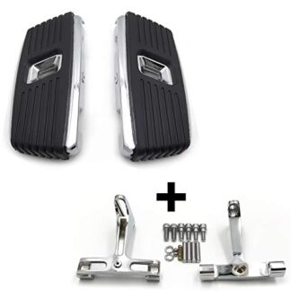 HTTMT- Square Hana Passenger Footboard FloorBoard with Mount Bracket Kits Compatible With Harley Touring Trike 93-19 FLHR FLHX Aluminum [P/N: MT216-123+216-129]