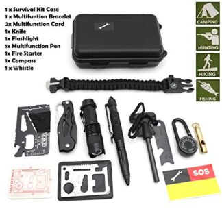 HTTMT- Survival Kit 10 in 1 Portable Foldable Emergency Tools Military Camping Tactical Outdoor Disaster Zombie [P/N: ET-OUTDOOR004-RAW]