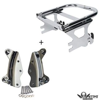 HTTMT- TGHD-DH001+502-001- Detachable Two-up Tour Pak Pack Luggage Rack w/Mounting Compatible with Harley Touring 14-19