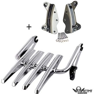 HTTMT- TGHD-DH001+502-003- Detachable Skull Stealth Luggage Rack Compatible with Harley Touring FLHR FLTR 14-19 18 17 Chrome