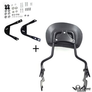 HTTMT- TGHD-DH003+501-005+P- Black Gear Skull Backrest Sissy Bar Docking Compatible with 97-08 Harley Touring FLHR