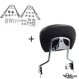 HTTMT- TGHD-DH003+501-005+P- Chrome Gear Skull Backrest Sissy Bar Docking Compatible with 97-08 Harley Touring FLHR