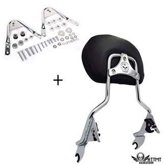 HTTMT- TGHD-DH003+501-005+S- Chrome Backrest Sissy Bar Docking Compatible with 1997-2008 Harley Touring Street Glide FLHX