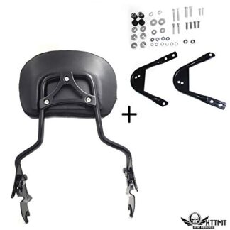 HTTMT- TGHD-DH003+501-005+T- Black Backrest Sissy Bar pad Docking Compatible with 97-08 Harley Touring Road King Screamin Eagle