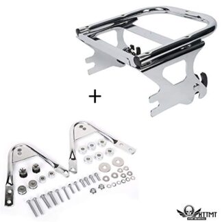 HTTMT- TGHD-DH003+502-001- Detachable Two-up Tour Pak Pack Luggage Rack w/Mounting Compatible with Harley Touring 97-08