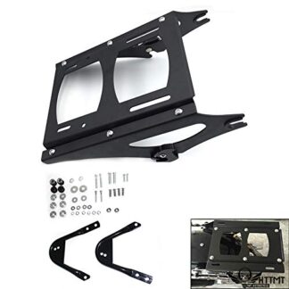HTTMT- TGHD-DH003+502-002- Black Two-Up Tour Pak Pack Luggage Rack Docking Hardware Compatible with 97-08 Harley Touring