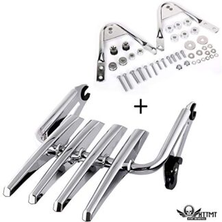 HTTMT- TGHD-DH003+502-003- Detachable Skull Stealth Luggage Rack Compatible with Harley Touring FLHR FLTR 97-08 07 06 Chrome