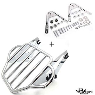 HTTMT- TGHD-DH003+502-009- Chrome King Detachables Two-Up Luggage Rack Docking Compatible with 97-08 Touring Road King