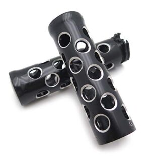 HTTMT TRHB103B-1''- Motorcycle Black Hole Hollow shape 1" Hand Grips Compatible with Compatible with Most Motorcycles bikes with 1" handlebars (Harley Road King/Street Glide/Road Glide)