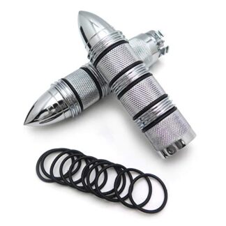 HTTMT TRHB108-1''- Motorcycle Chrome Bullet Style 1" 25mm Hand Grips Compatible with Harley Davidson FXDL Dyna Low Rider/Shadow 600 VLX DLX