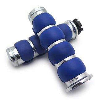 HTTMT TRHB114C-7/8''- Chrome Blue Handlebar Grips Compatible with Kawasaki Classic 1600 Vulcan/Kawasaki Ninja 250 500 ZX6 ZX7 ZX9 ZX10 ZX12 ZX14 / Flat Top 7/8" 22mm