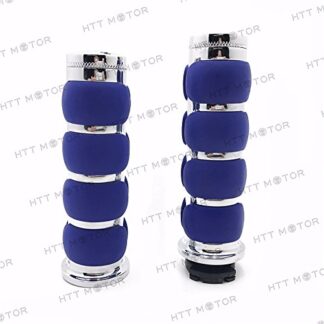 HTTMT TRHB114C- Blue Chrome Billet Aluminum 1" Hand Grip 25mm Compatible with Harley FXDL Dyna Low Rider