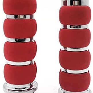 HTTMT TRHB114C- Compatible with 7/8" 22mm Motorcycle Flat Handlebar Hand Grip & Throttle Twist Tube Chrome Red