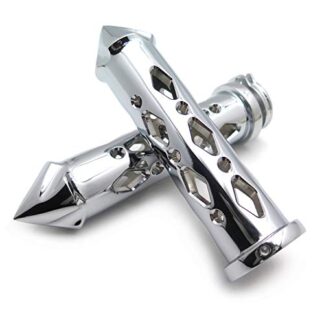 HTTMT TRHB121-22- Chromed Hollowed-out Spike Grip 7/8" Bars CNC Compatible with Suzuki Handlebars Sport Bike Hand Bar
