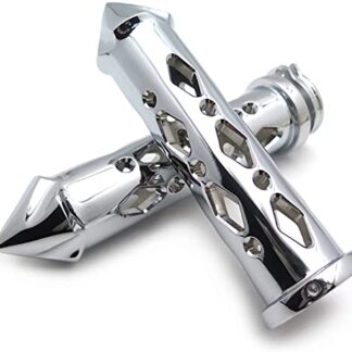HTTMT TRHB121-25- Chrome Spike Hand Grip 25mm 1" CNC Compatible with Harley Handlebars XL Sportster Road King